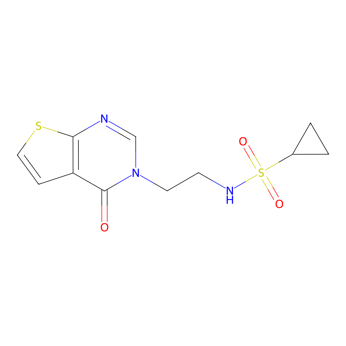 N-(2-(4-oxothieno[2,3-d]pyrimidin-3(4H)-yl)ethyl)cyclopropanesulfonamide molecular structure, CAS 1903303-52-5