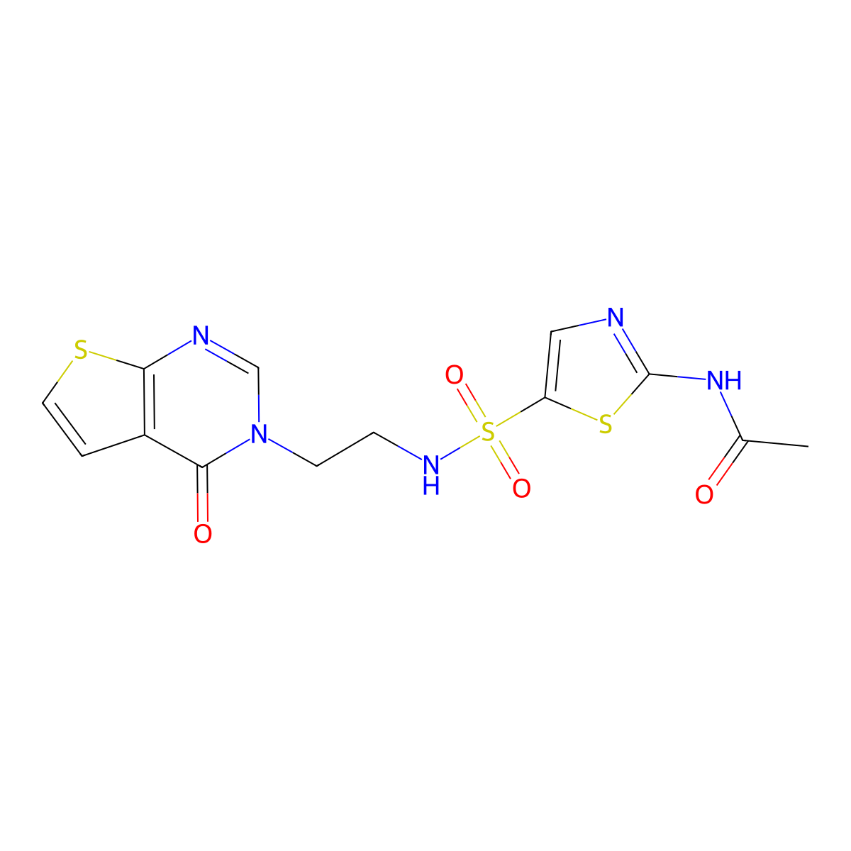 N-(5-(N-(2-(4-oxothieno[2,3-d]pyrimidin-3(4H)-yl)ethyl)sulfamoyl)thiazol-2-yl)acetamide molecular structure, CAS 1903303-68-3