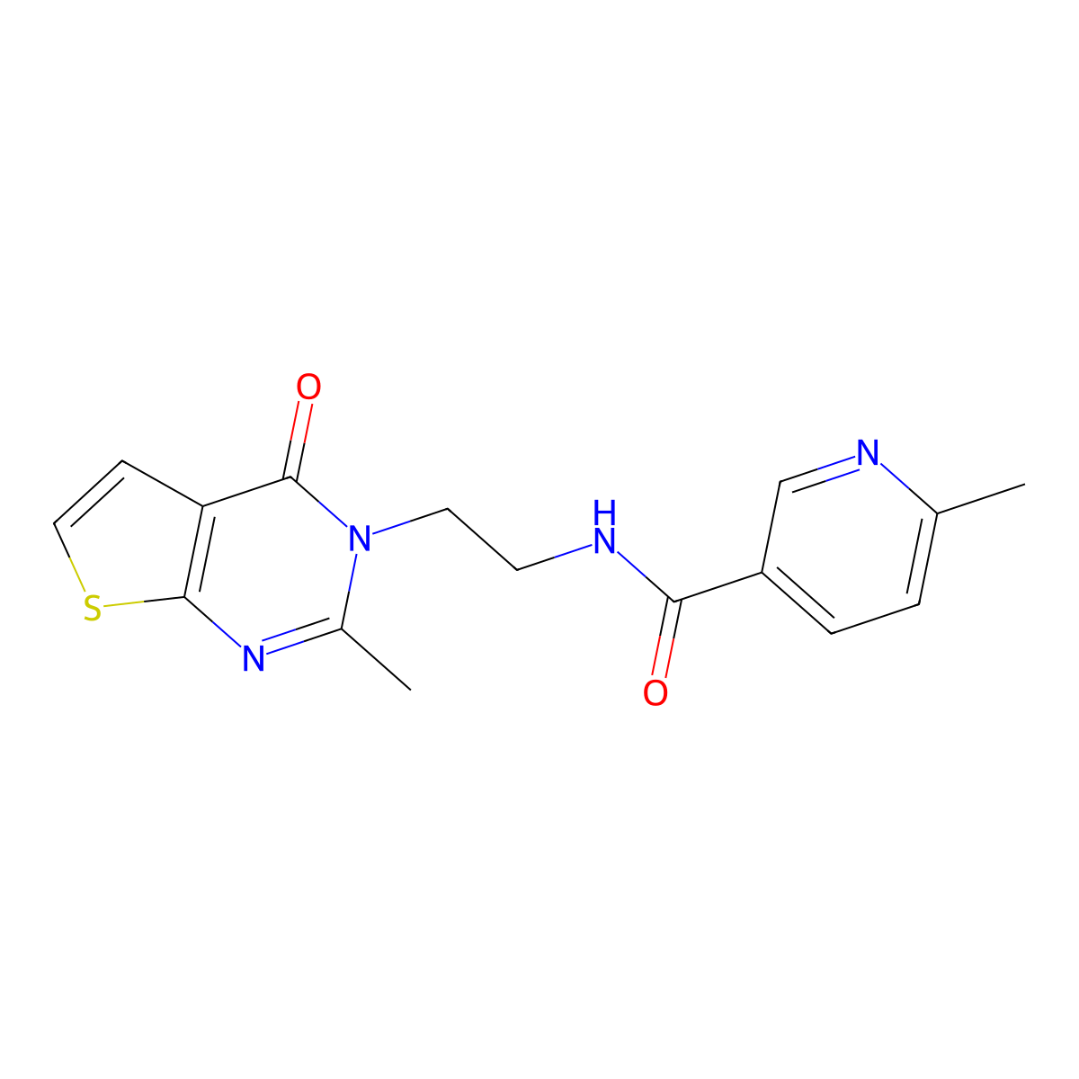 6-methyl-N-(2-(2-methyl-4-oxothieno[2,3-d]pyrimidin-3(4H)-yl)ethyl)nicotinamide molecular structure, CAS 1903303-74-1