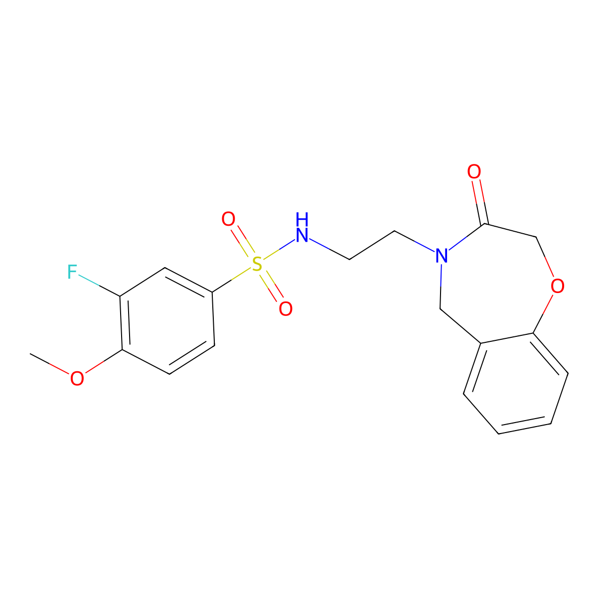 3-fluoro-4-methoxy-N-(2-(3-oxo-2,3-dihydrobenzo[f][1,4]oxazepin-4(5H)-yl)ethyl)benzenesulfonamide molecular structure, CAS 1903304-78-8