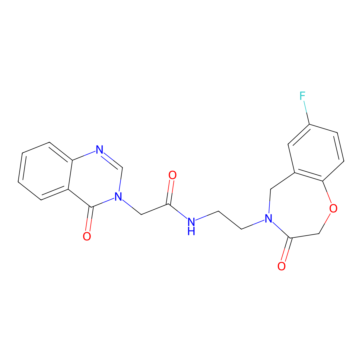 N-(2-(7-fluoro-3-oxo-2,3-dihydrobenzo[f][1,4]oxazepin-4(5H)-yl)ethyl)-2-(4-oxoquinazolin-3(4H)-yl)acetamide molecular structure, CAS 1903304-95-9