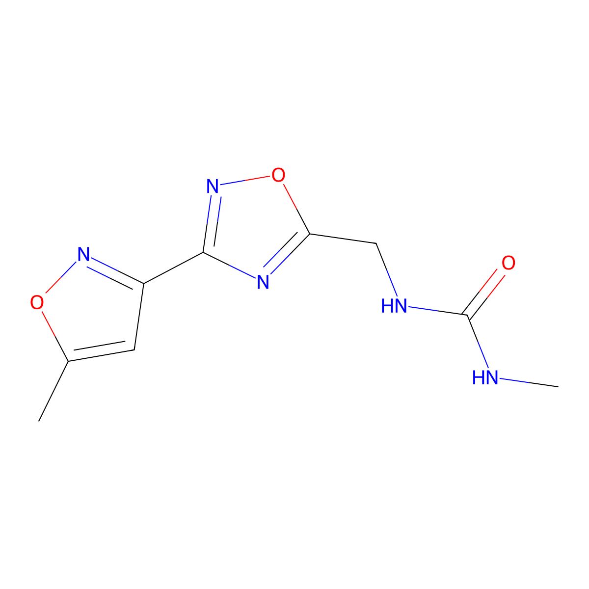 1-Methyl-3-((3-(5-methylisoxazol-3-yl)-1,2,4-oxadiazol-5-yl)methyl)urea molecular structure, CAS 1903305-31-6