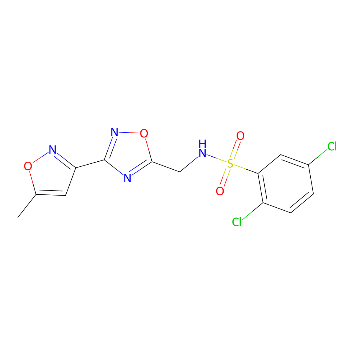 2,5-dichloro-N-((3-(5-methylisoxazol-3-yl)-1,2,4-oxadiazol-5-yl)methyl)benzenesulfonamide molecular structure, CAS 1903305-49-6