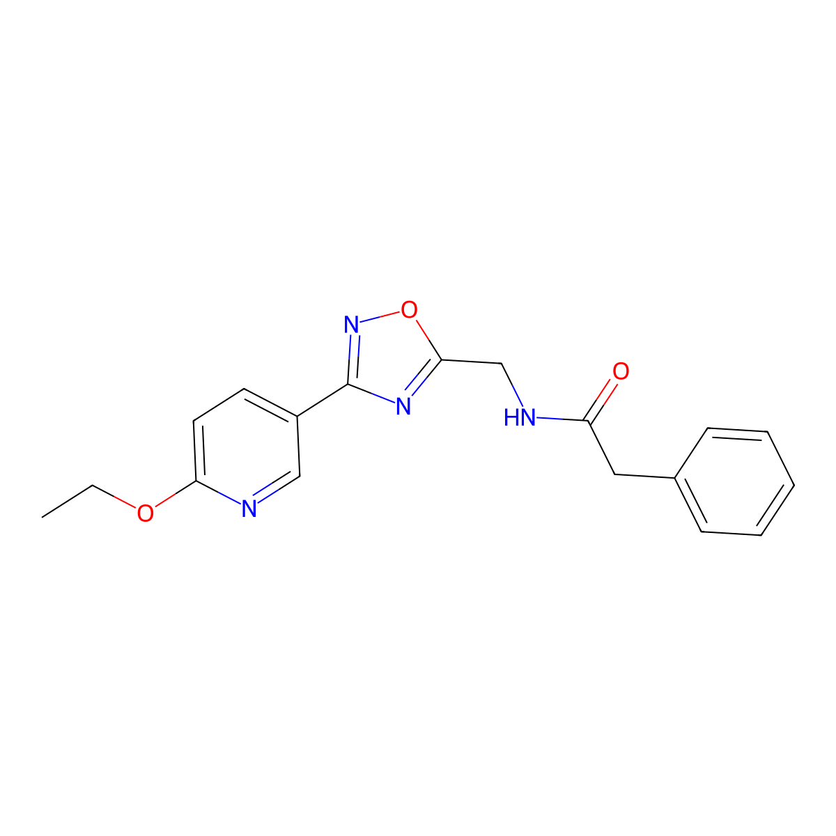 N-{[3-(6-ethoxypyridin-3-yl)-1,2,4-oxadiazol-5-yl]methyl}-2-phenylacetamide molecular structure, CAS 1903305-74-7