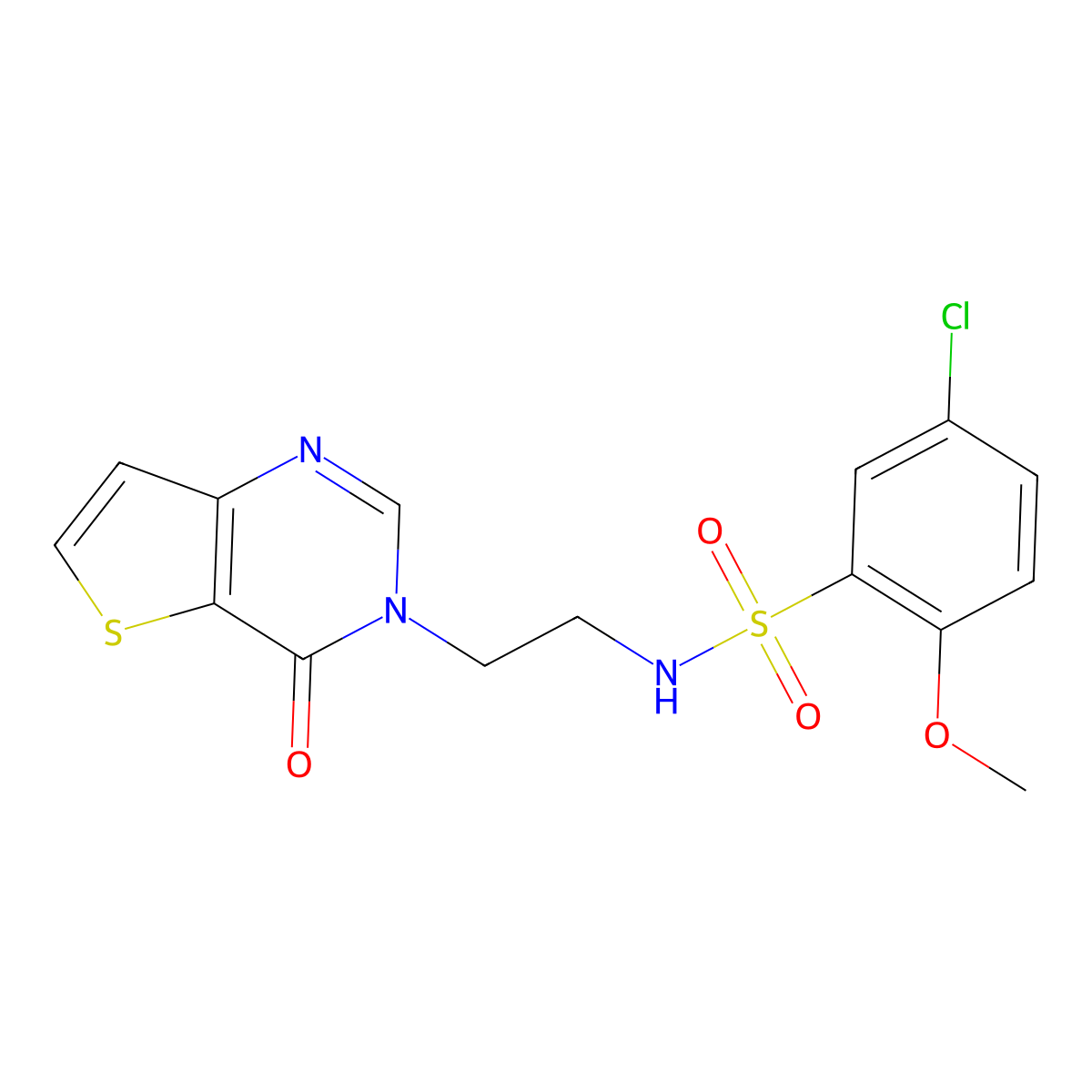 5-chloro-2-methoxy-N-(2-(4-oxothieno[3,2-d]pyrimidin-3(4H)-yl)ethyl)benzenesulfonamide molecular structure, CAS 1903305-77-0