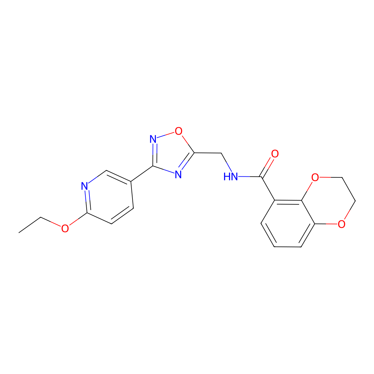 N-((3-(6-ethoxypyridin-3-yl)-1,2,4-oxadiazol-5-yl)methyl)-2,3-dihydrobenzo[b][1,4]dioxine-5-carboxamide molecular structure, CAS 1903305-90-7