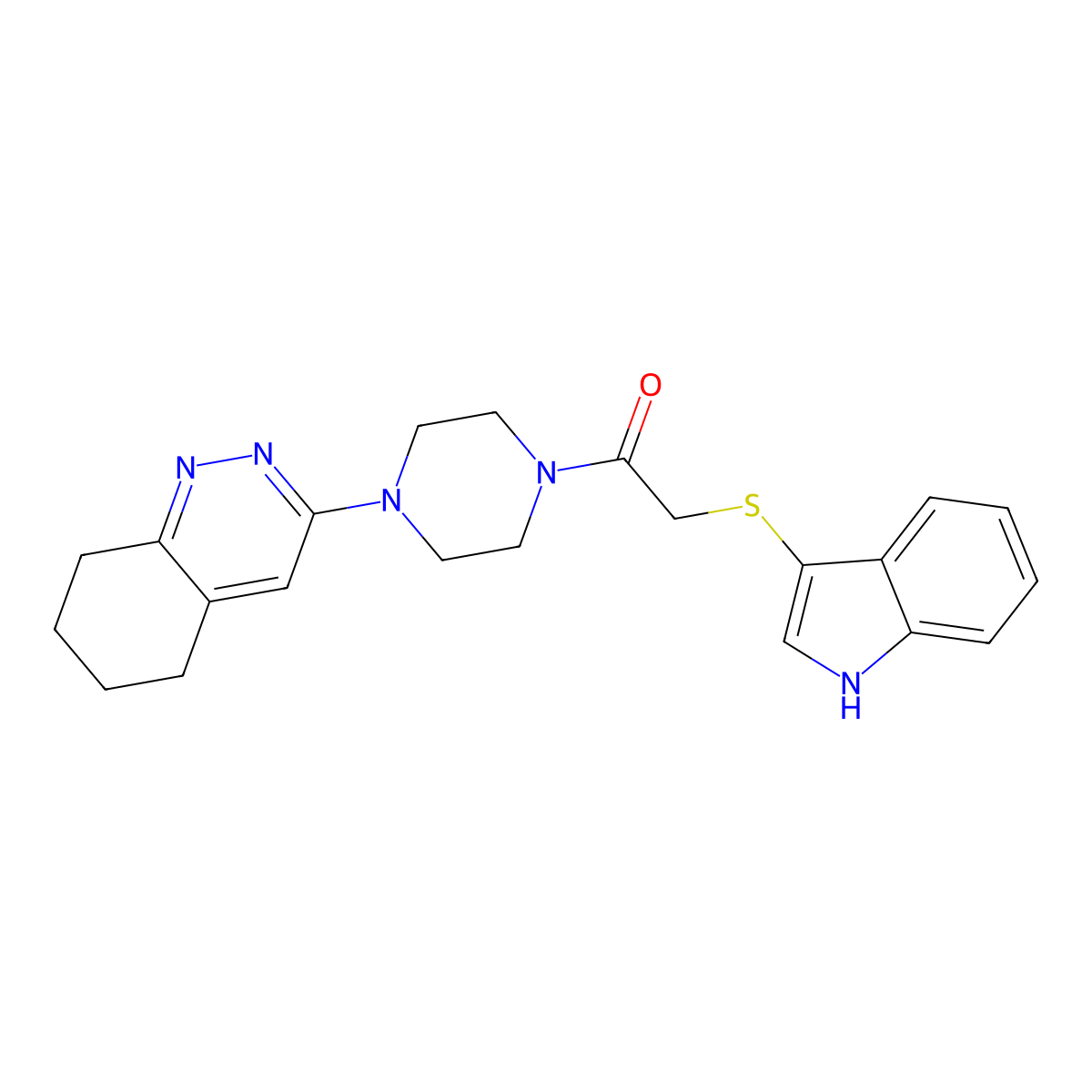 2-((1H-indol-3-yl)thio)-1-(4-(5,6,7,8-tetrahydrocinnolin-3-yl)piperazin-1-yl)ethanone molecular structure, CAS 1903307-23-2