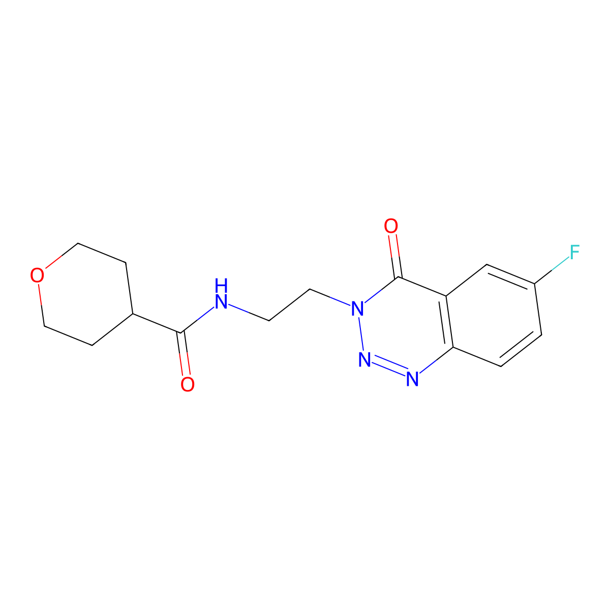 N-(2-(6-fluoro-4-oxobenzo[d][1,2,3]triazin-3(4H)-yl)ethyl)tetrahydro-2H-pyran-4-carboxamide molecular structure, CAS 1903308-20-2