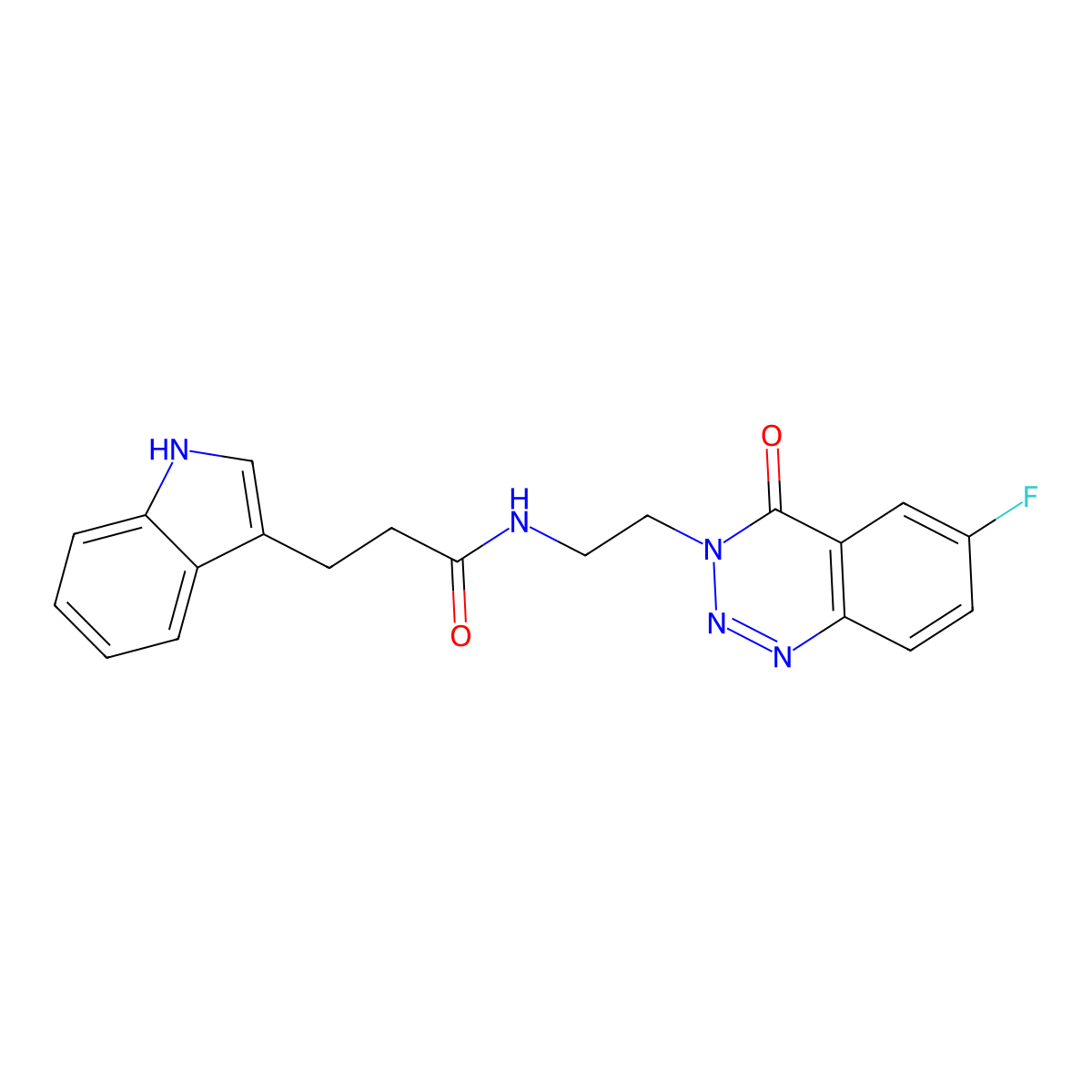 N-(2-(6-fluoro-4-oxobenzo[d][1,2,3]triazin-3(4H)-yl)ethyl)-3-(1H-indol-3-yl)propanamide molecular structure, CAS 1903308-38-2