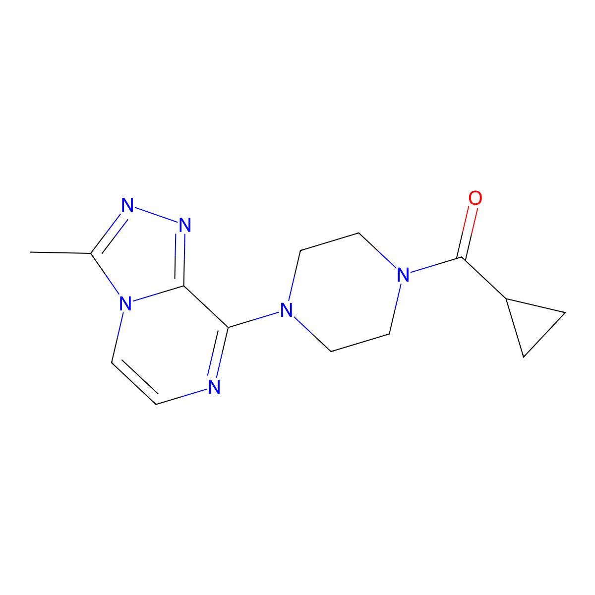 Cyclopropyl(4-(3-methyl-[1,2,4]triazolo[4,3-a]pyrazin-8-yl)piperazin-1-yl)methanone molecular structure, CAS 1903308-49-5