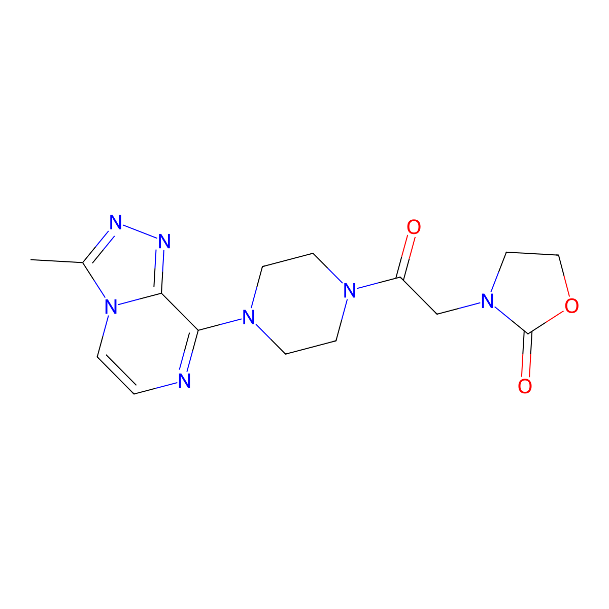 3-[2-(4-{3-Methyl-[1,2,4]triazolo[4,3-a]pyrazin-8-yl}piperazin-1-yl)-2-oxoethyl]-1,3-oxazolidin-2-one molecular structure, CAS 1903308-59-7