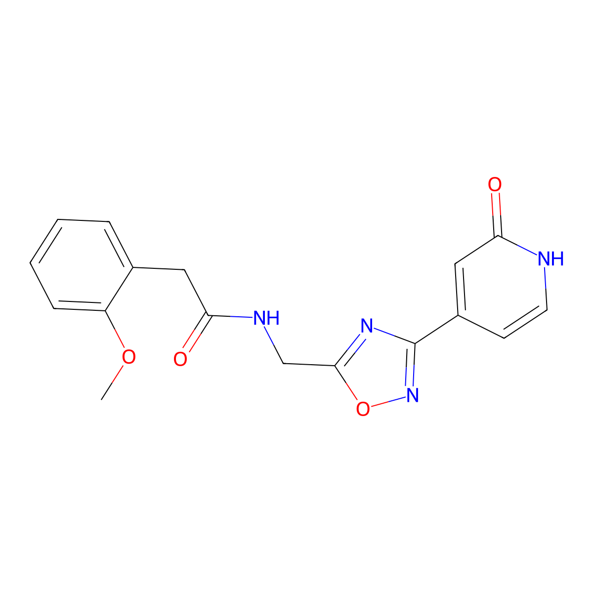 2-(2-methoxyphenyl)-N-((3-(2-oxo-1,2-dihydropyridin-4-yl)-1,2,4-oxadiazol-5-yl)methyl)acetamide molecular structure, CAS 1903308-76-8