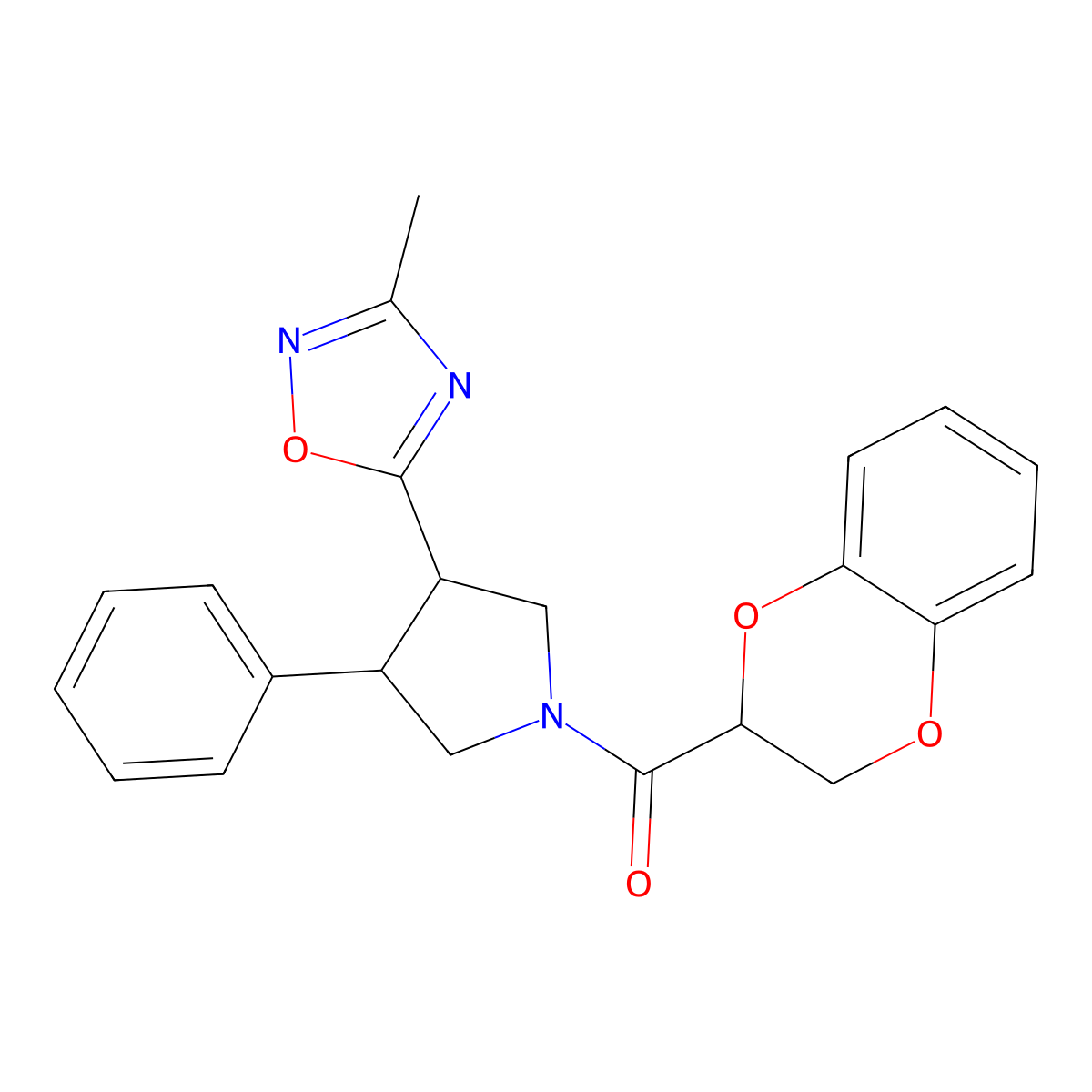 (2,3-Dihydrobenzo[b][1,4]dioxin-2-yl)(3-(3-methyl-1,2,4-oxadiazol-5-yl)-4-phenylpyrrolidin-1-yl)methanone molecular structure, CAS 1903309-94-3