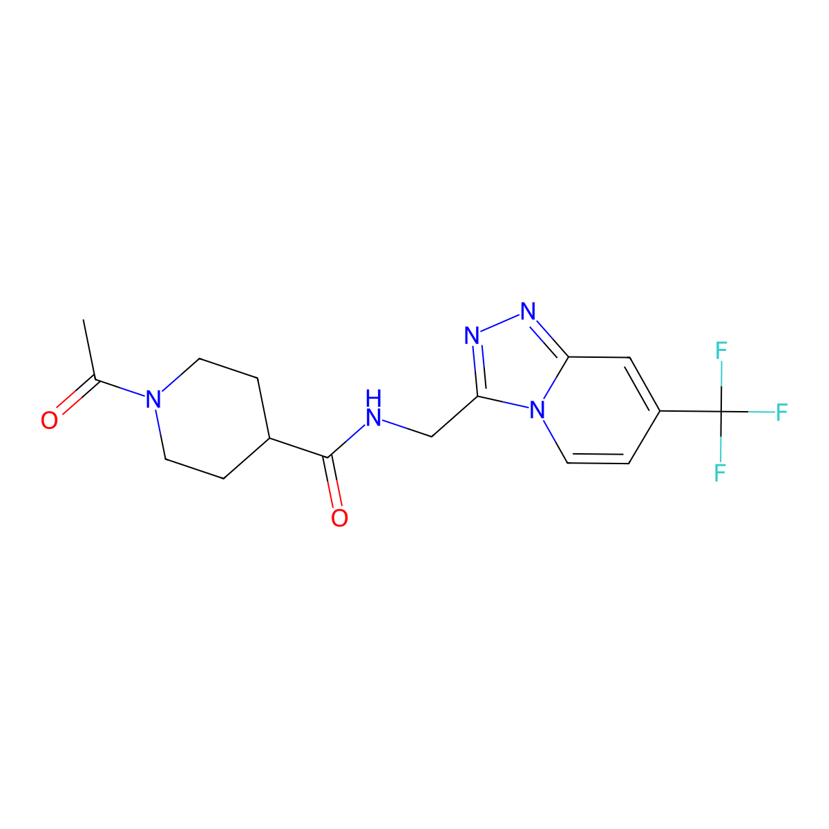 1-acetyl-N-{[7-(trifluoromethyl)-[1,2,4]triazolo[4,3-a]pyridin-3-yl]methyl}piperidine-4-carboxamide molecular structure, CAS 1903310-27-9
