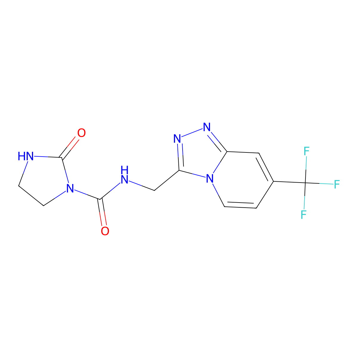2-oxo-N-{[7-(trifluoromethyl)-[1,2,4]triazolo[4,3-a]pyridin-3-yl]methyl}imidazolidine-1-carboxamide molecular structure, CAS 1903310-52-0