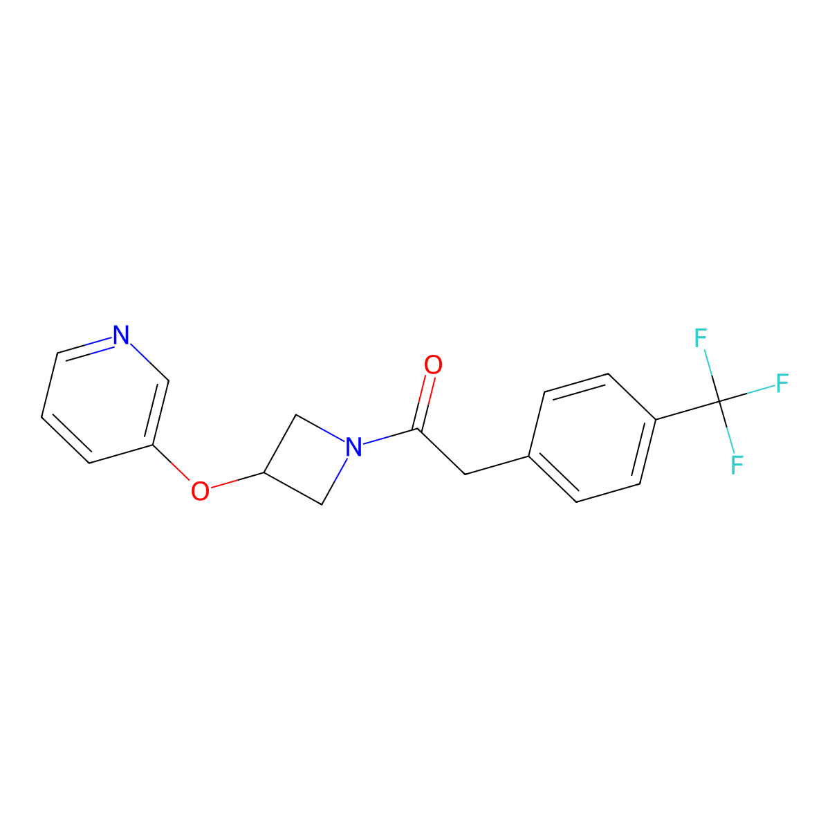 1-(3-(Pyridin-3-yloxy)azetidin-1-yl)-2-(4-(trifluoromethyl)phenyl)ethanone molecular structure, CAS 1903313-87-0