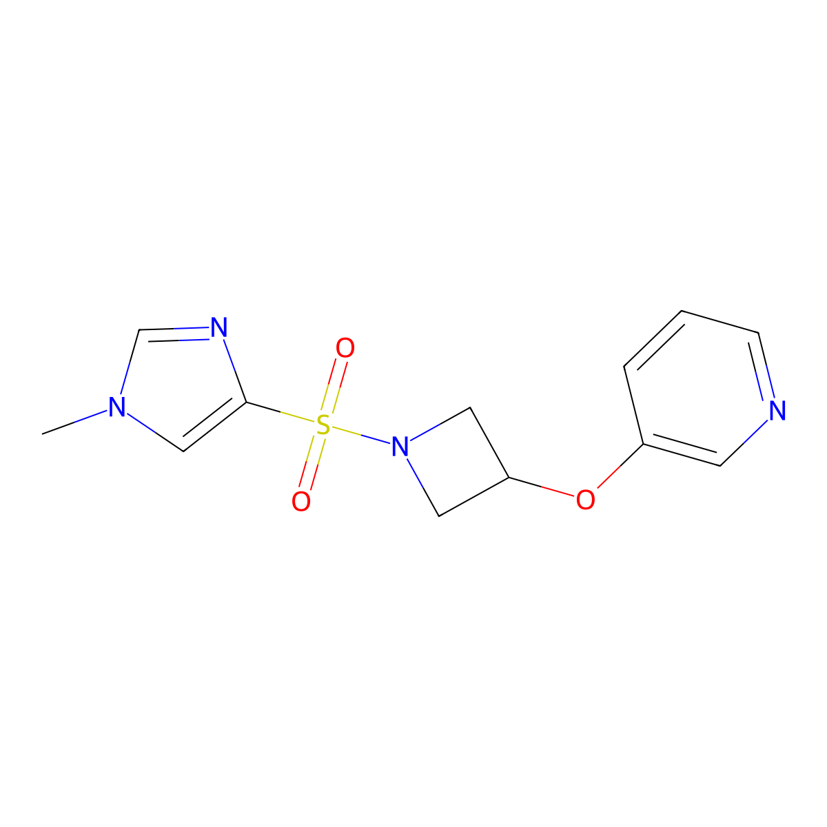 3-({1-[(1-methyl-1H-imidazol-4-yl)sulfonyl]azetidin-3-yl}oxy)pyridine molecular structure, CAS 1903314-25-9