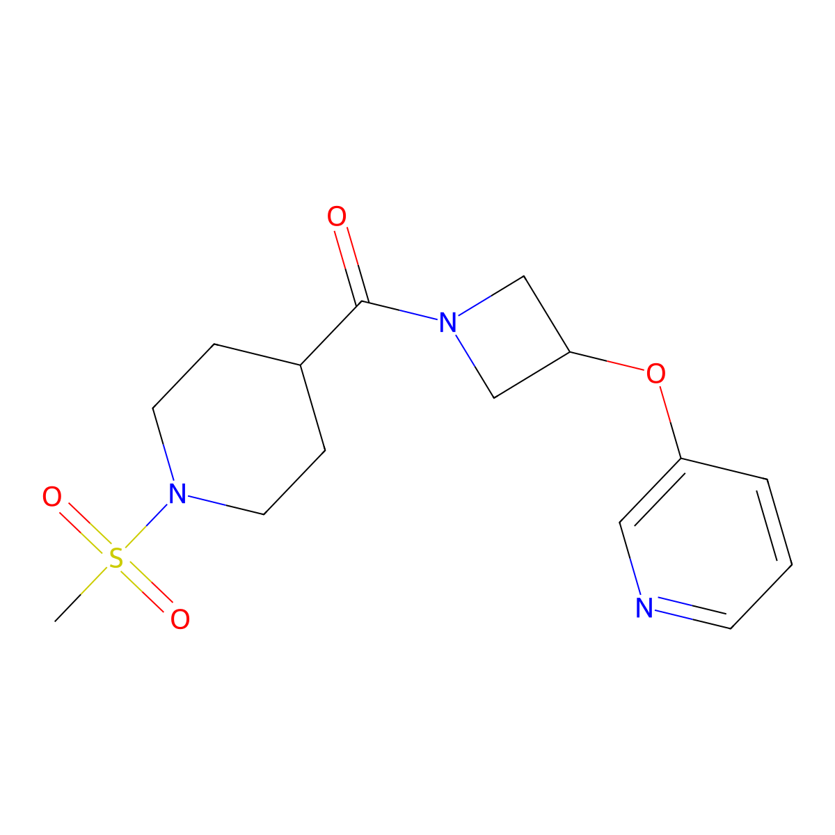 (1-(Methylsulfonyl)piperidin-4-yl)(3-(pyridin-3-yloxy)azetidin-1-yl)methanone molecular structure, CAS 1903315-21-8