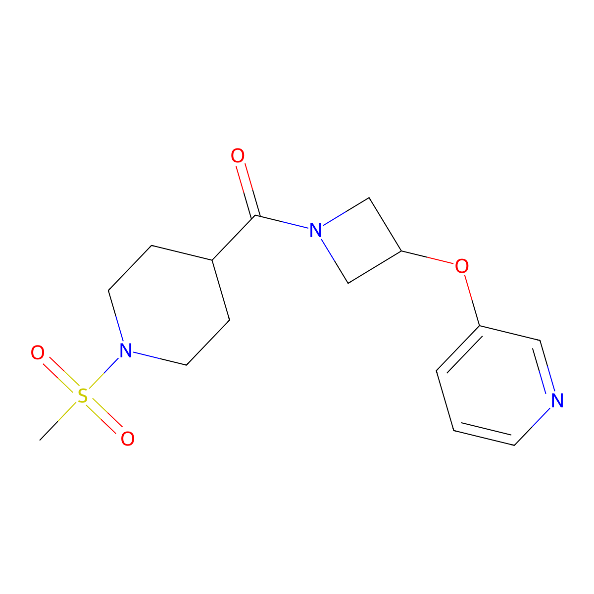 (1-(Methylsulfonyl)piperidin-4-yl)(3-(pyridin-3-yloxy)azetidin-1-yl)methanone molecular structure, CAS 1903315-21-8