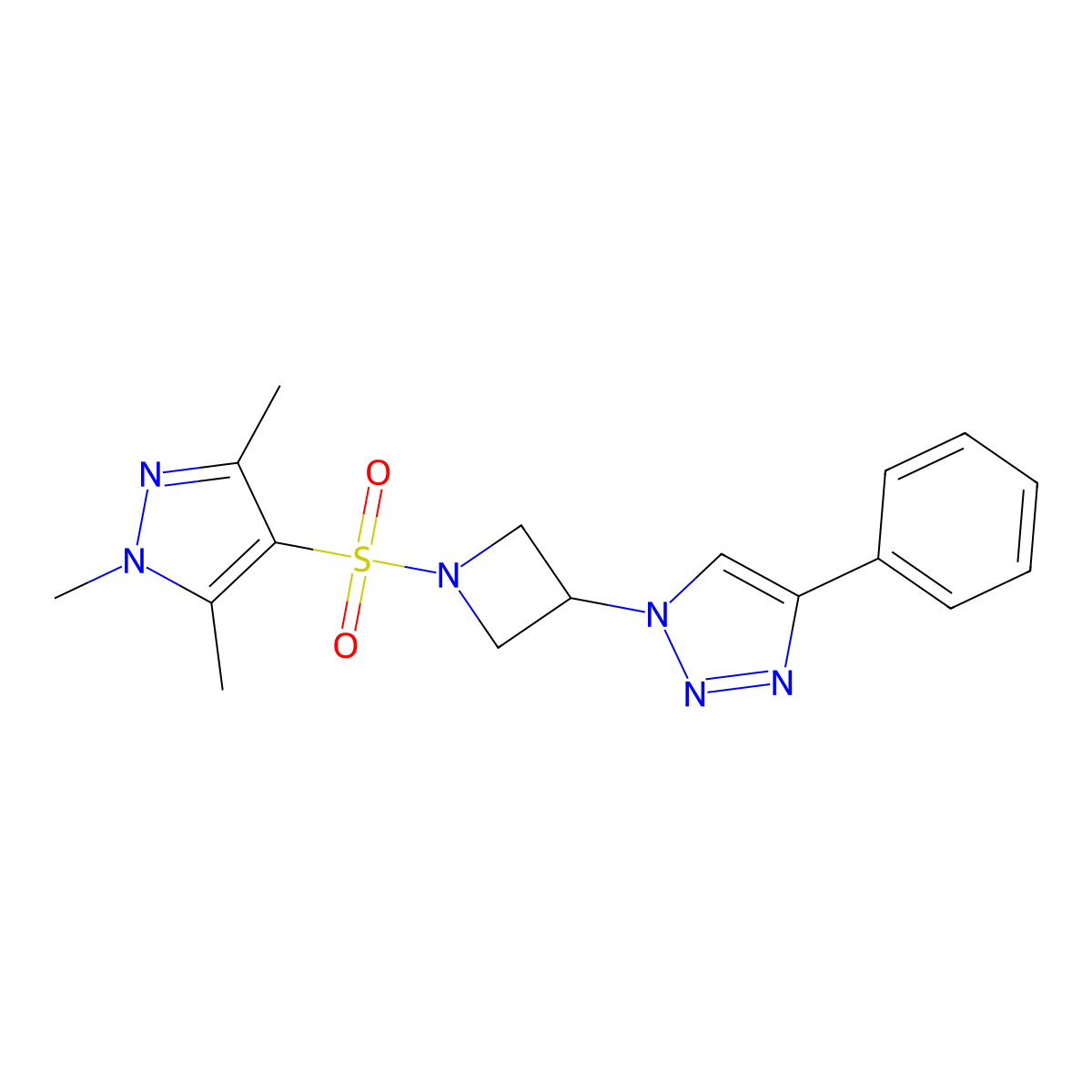 4-phenyl-1-{1-[(1,3,5-trimethyl-1H-pyrazol-4-yl)sulfonyl]azetidin-3-yl}-1H-1,2,3-triazole molecular structure, CAS 1903322-10-0