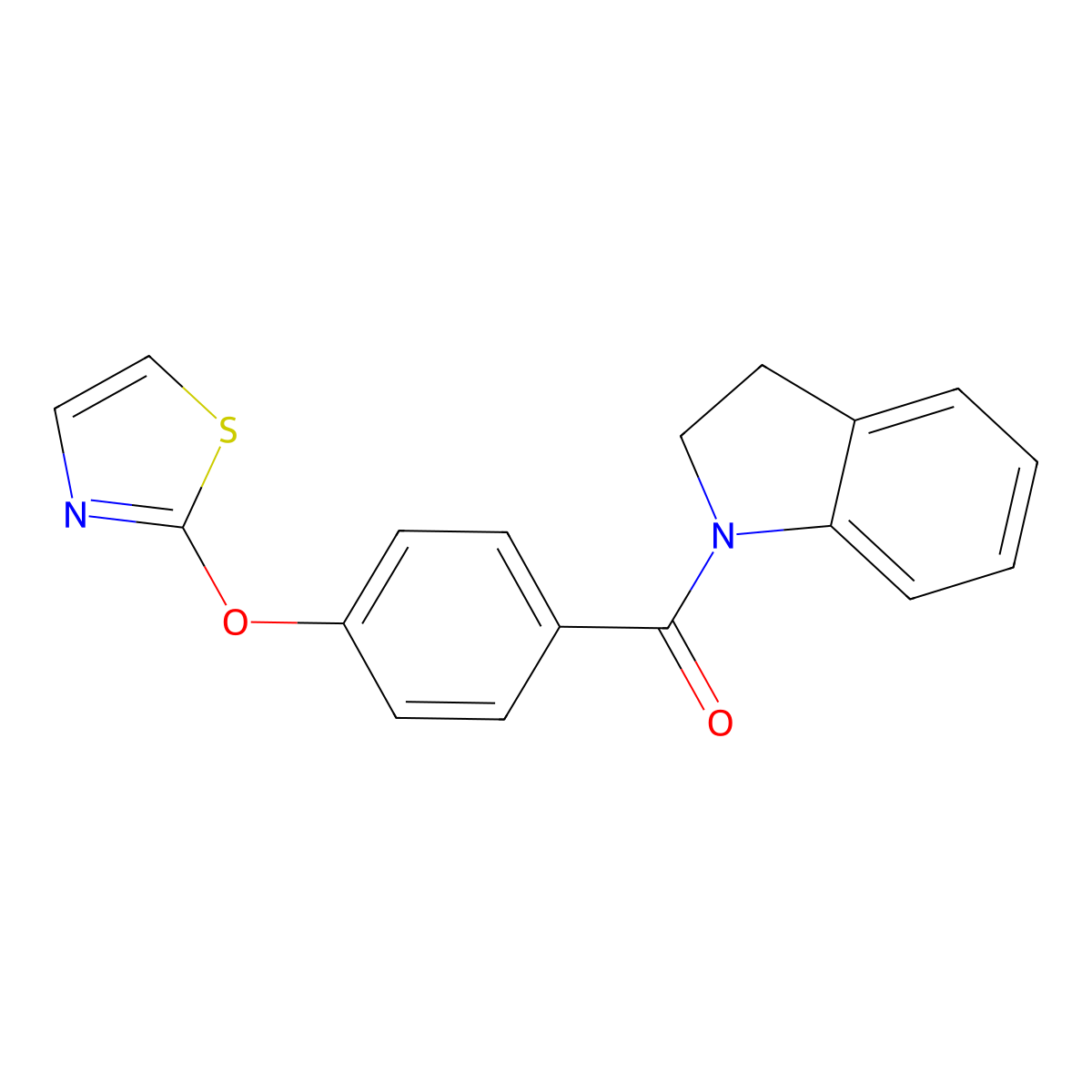 1-[4-(1,3-thiazol-2-yloxy)benzoyl]-2,3-dihydro-1H-indole molecular structure, CAS 1903326-61-3