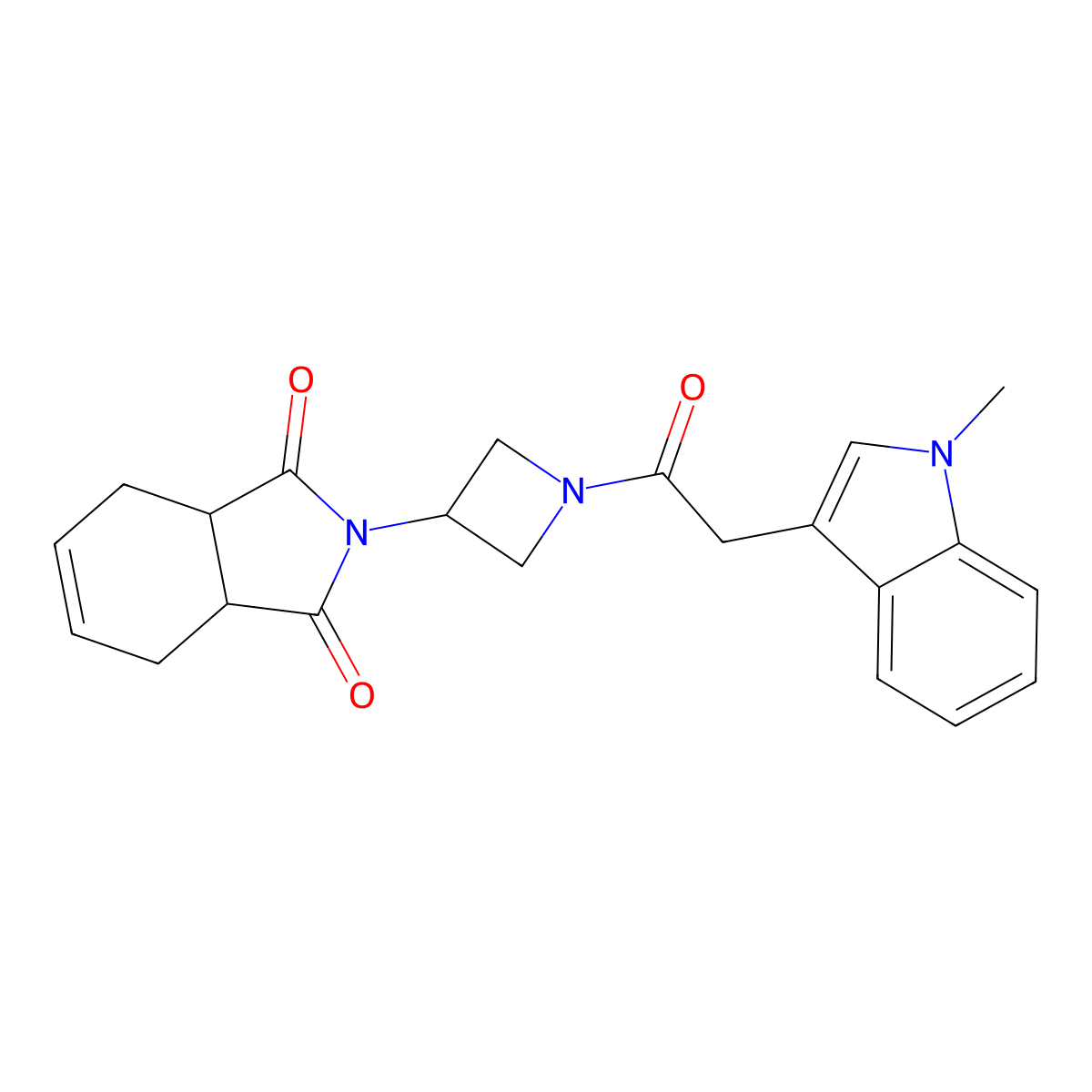 2-(1-(2-(1-methyl-1H-indol-3-yl)acetyl)azetidin-3-yl)-3a,4,7,7a-tetrahydro-1H-isoindole-1,3(2H)-dione molecular structure, CAS 1903330-86-8