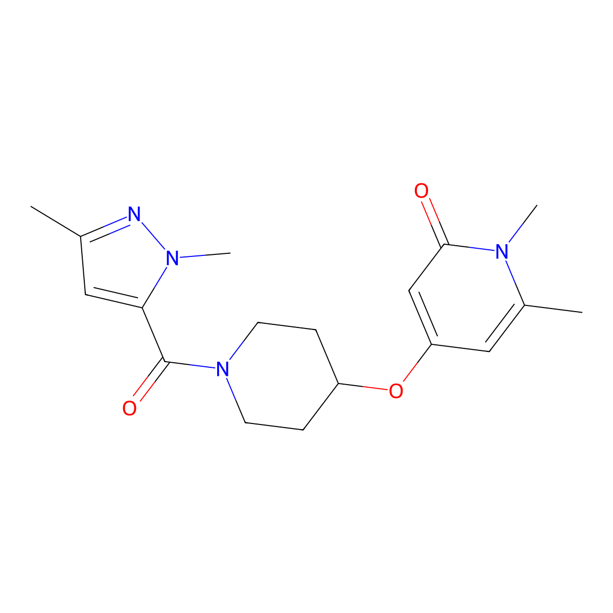 4-((1-(1,3-dimethyl-1H-pyrazole-5-carbonyl)piperidin-4-yl)oxy)-1,6-dimethylpyridin-2(1H)-one molecular structure, CAS 1903330-95-9