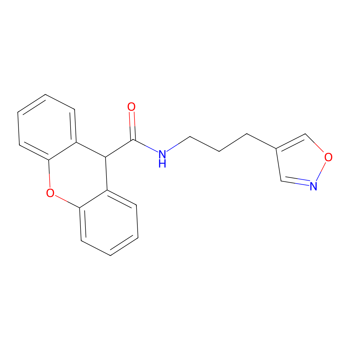 N-(3-(isoxazol-4-yl)propyl)-9H-xanthene-9-carboxamide molecular structure, CAS 1903332-41-1