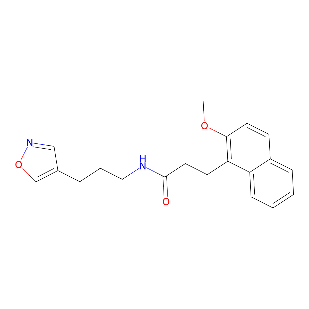 N-(3-(isoxazol-4-yl)propyl)-3-(2-methoxynaphthalen-1-yl)propanamide molecular structure, CAS 1903332-55-7