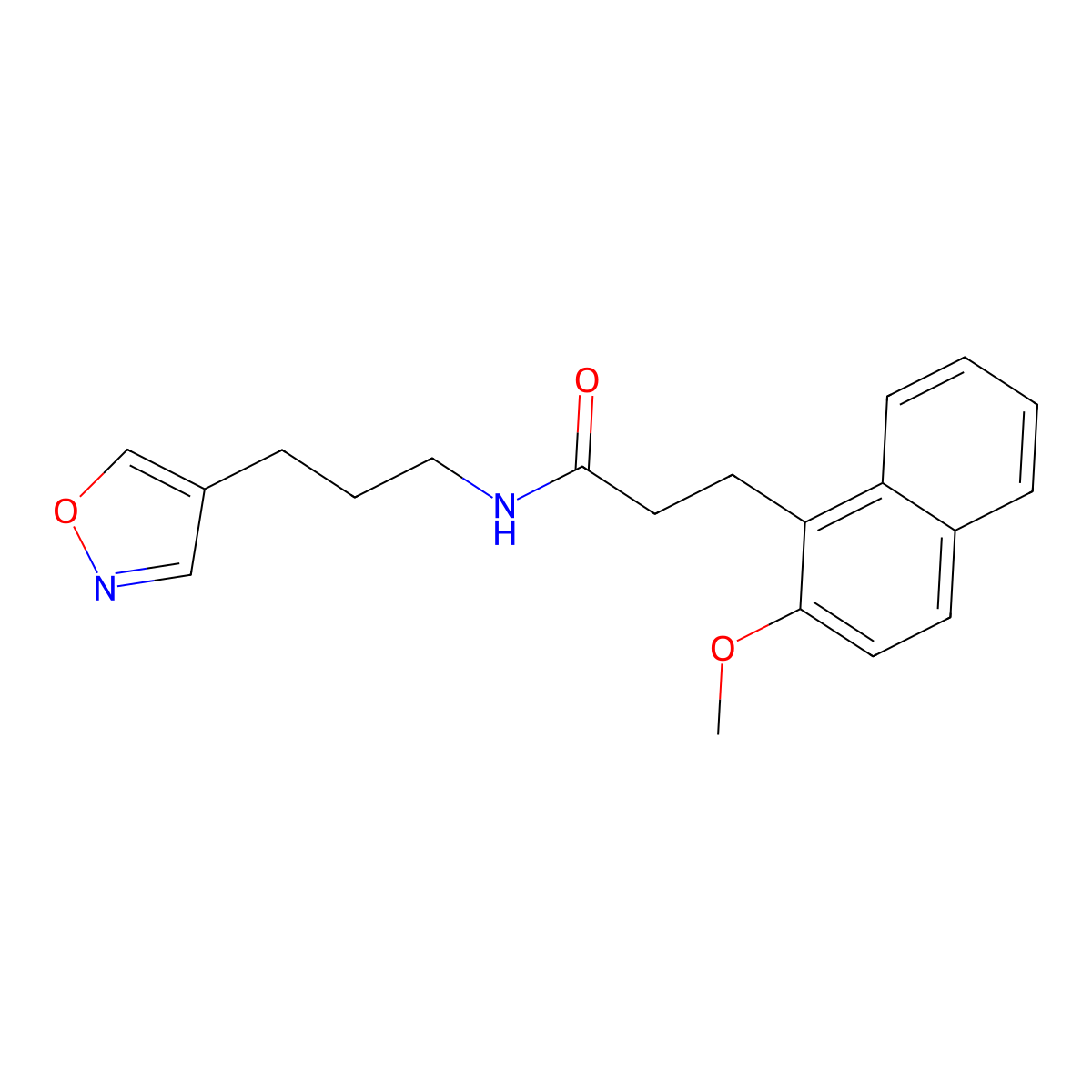 N-(3-(isoxazol-4-yl)propyl)-3-(2-methoxynaphthalen-1-yl)propanamide molecular structure, CAS 1903332-55-7