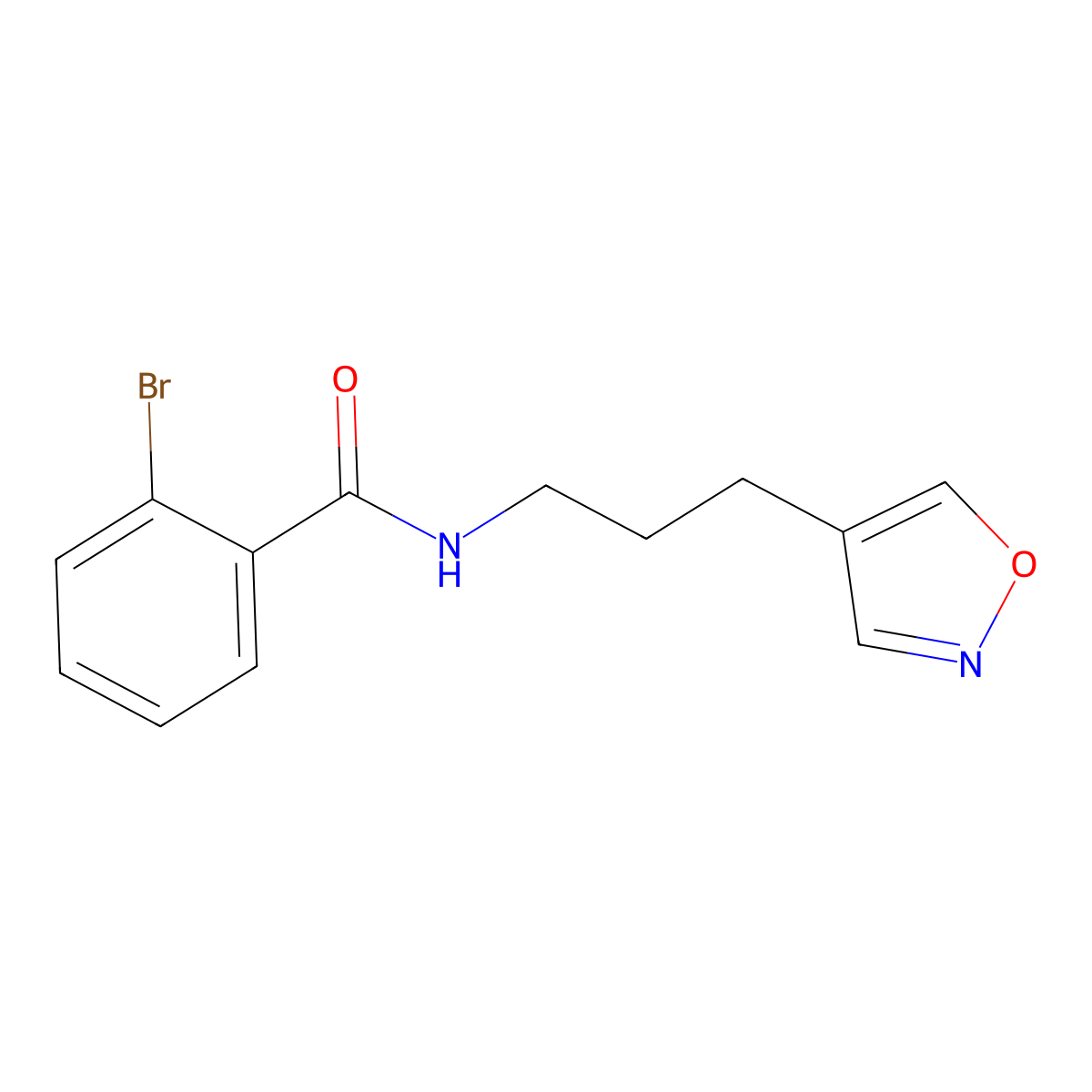 2-bromo-N-(3-(isoxazol-4-yl)propyl)benzamide molecular structure, CAS 1903332-94-4