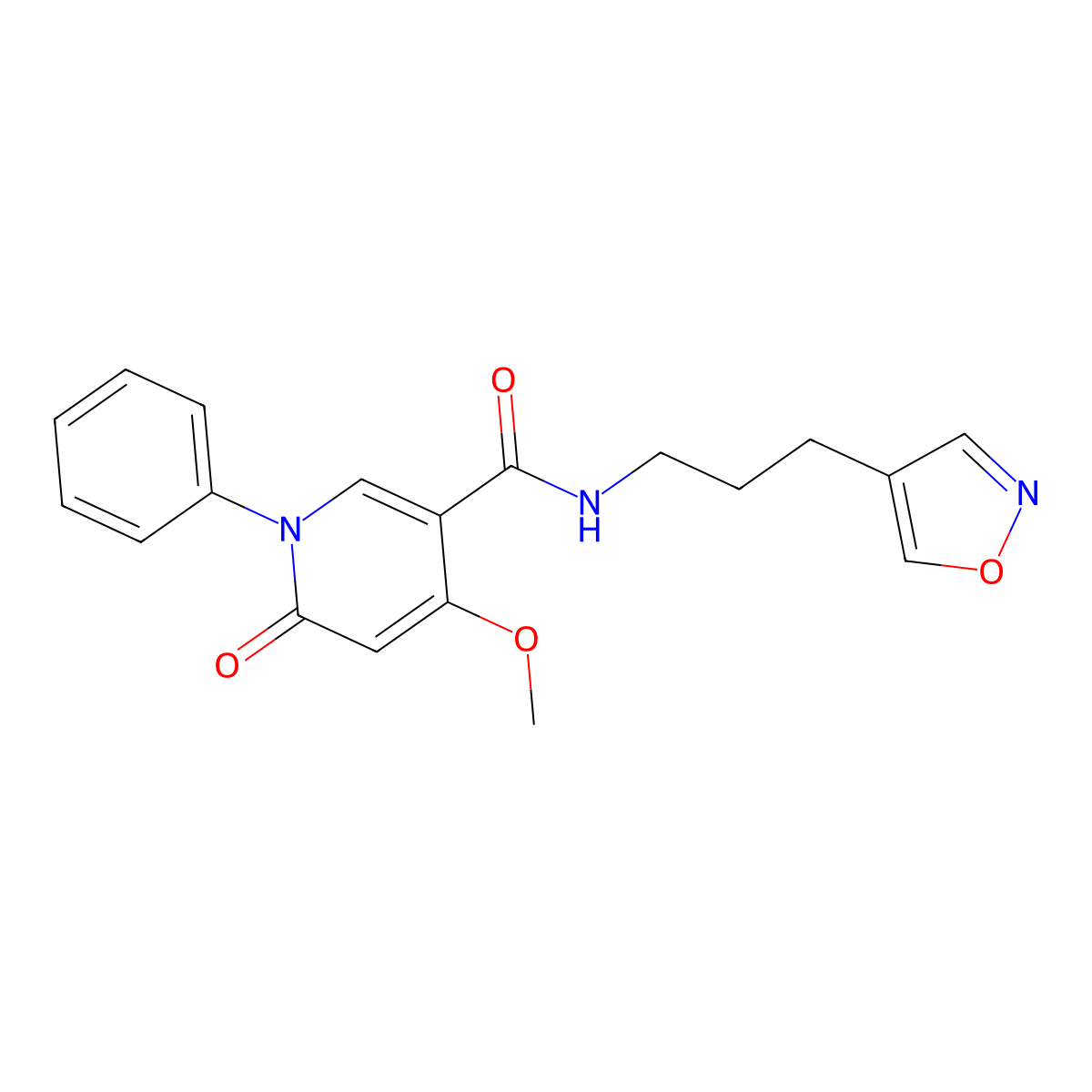 N-(3-(isoxazol-4-yl)propyl)-4-methoxy-6-oxo-1-phenyl-1,6-dihydropyridine-3-carboxamide molecular structure, CAS 1903333-30-1