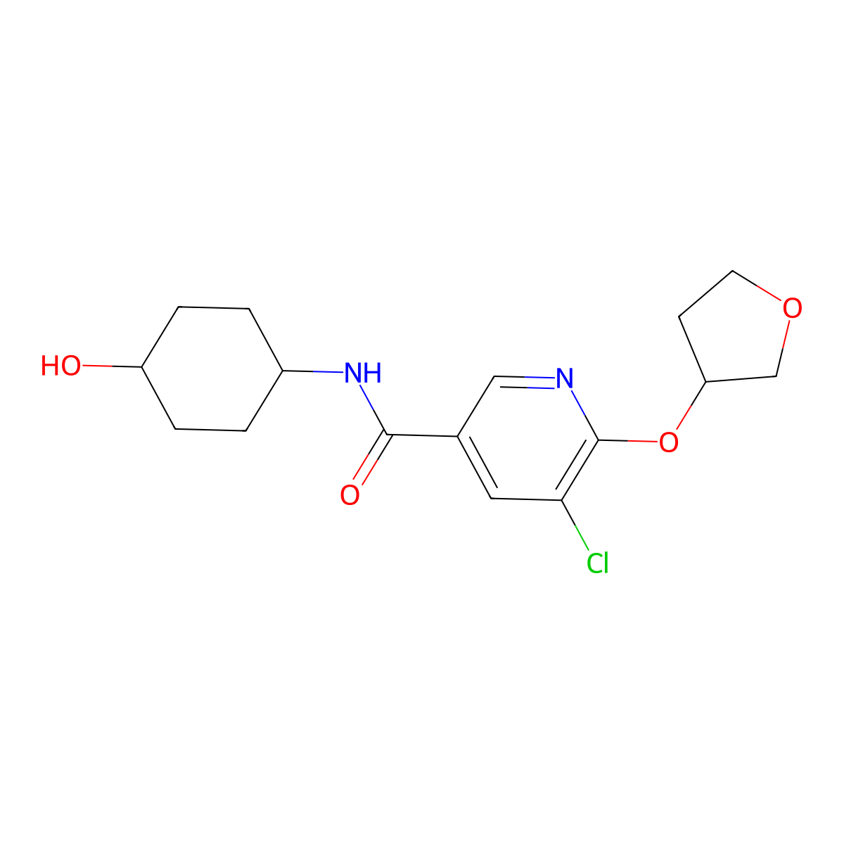 5-chloro-N-(4-hydroxycyclohexyl)-6-((tetrahydrofuran-3-yl)oxy)nicotinamide molecular structure, CAS 1903334-57-5