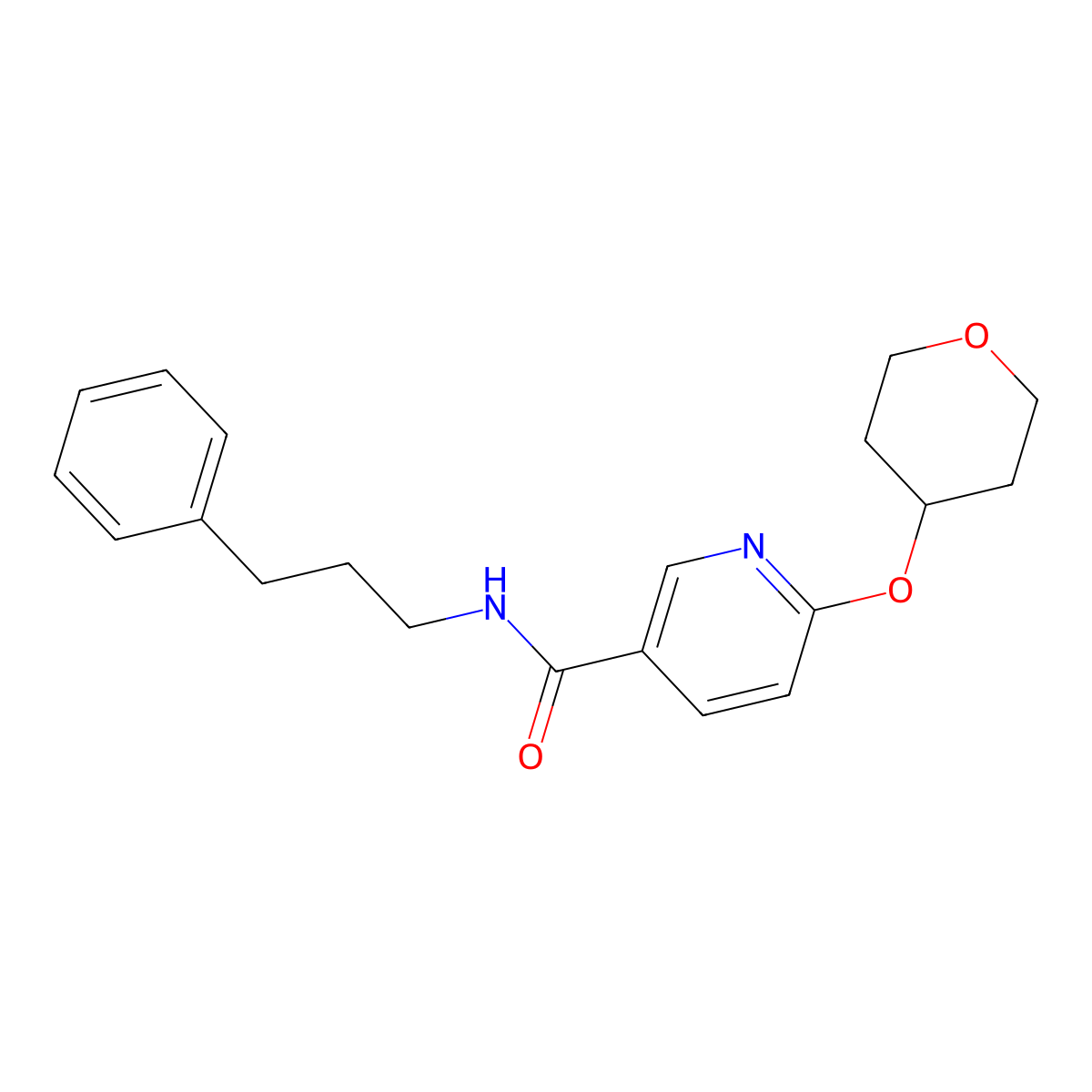 6-(oxan-4-yloxy)-N-(3-phenylpropyl)pyridine-3-carboxamide molecular structure, CAS 1903336-32-2