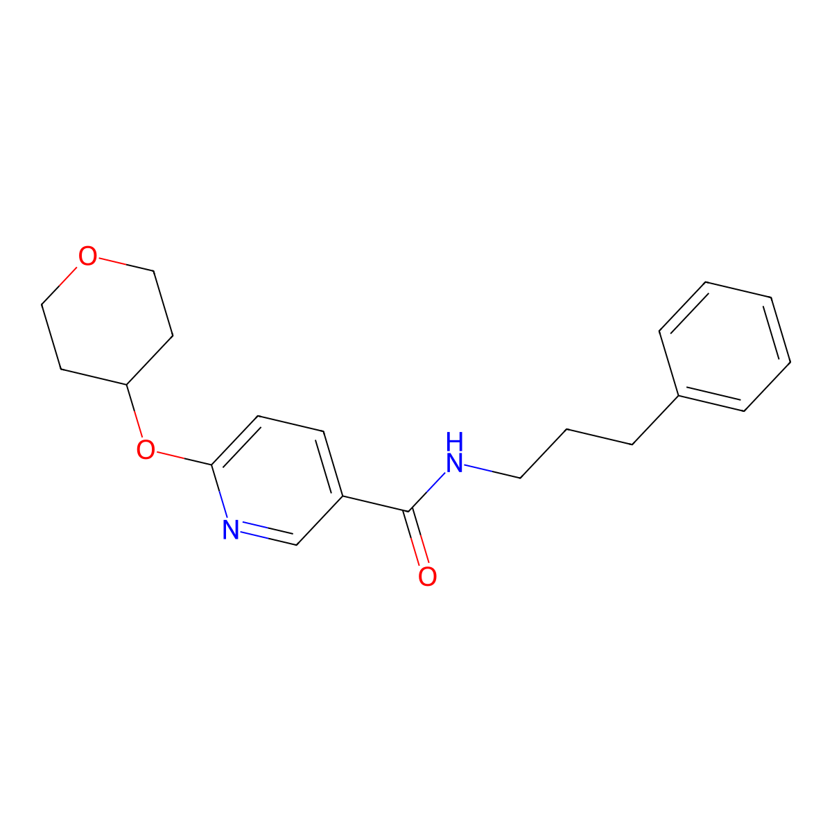 6-(oxan-4-yloxy)-N-(3-phenylpropyl)pyridine-3-carboxamide molecular structure, CAS 1903336-32-2