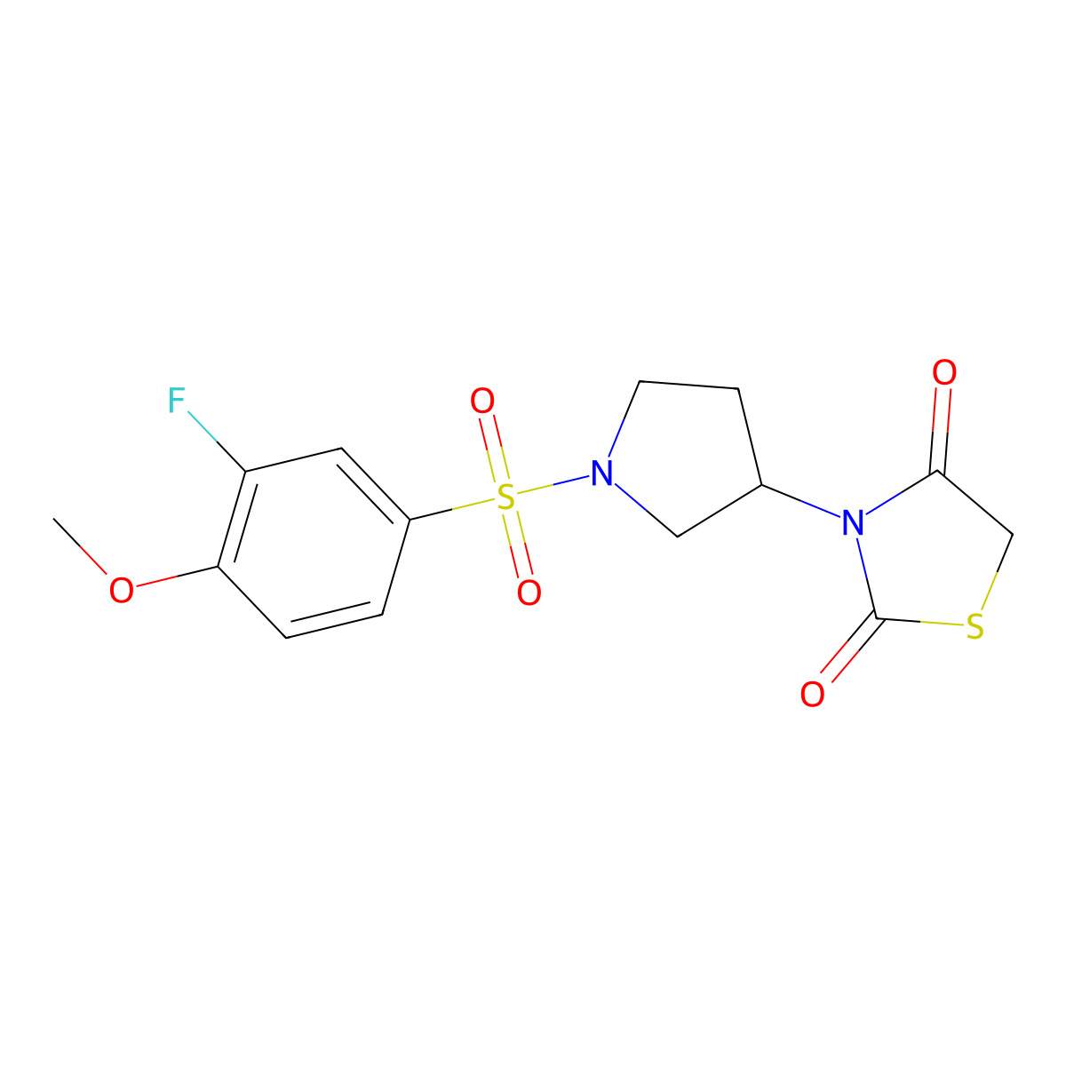 3-(1-((3-Fluoro-4-methoxyphenyl)sulfonyl)pyrrolidin-3-yl)thiazolidine-2,4-dione molecular structure, CAS 1903337-13-2