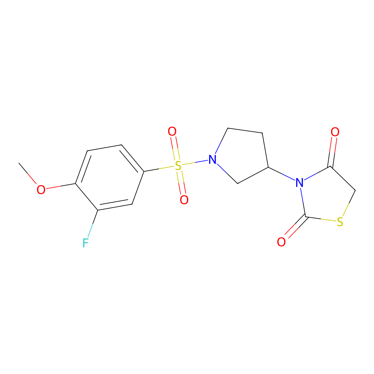 3-(1-((3-Fluoro-4-methoxyphenyl)sulfonyl)pyrrolidin-3-yl)thiazolidine-2,4-dione molecular structure, CAS 1903337-13-2