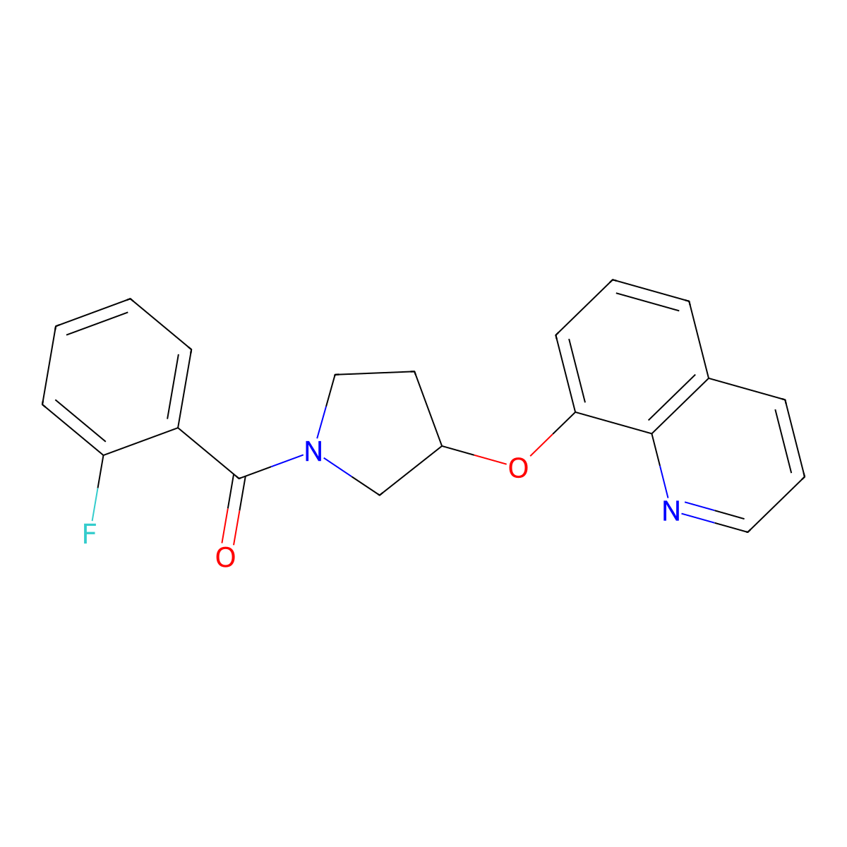 (2-Fluorophenyl)(3-(quinolin-8-yloxy)pyrrolidin-1-yl)methanone molecular structure, CAS 1903337-26-7