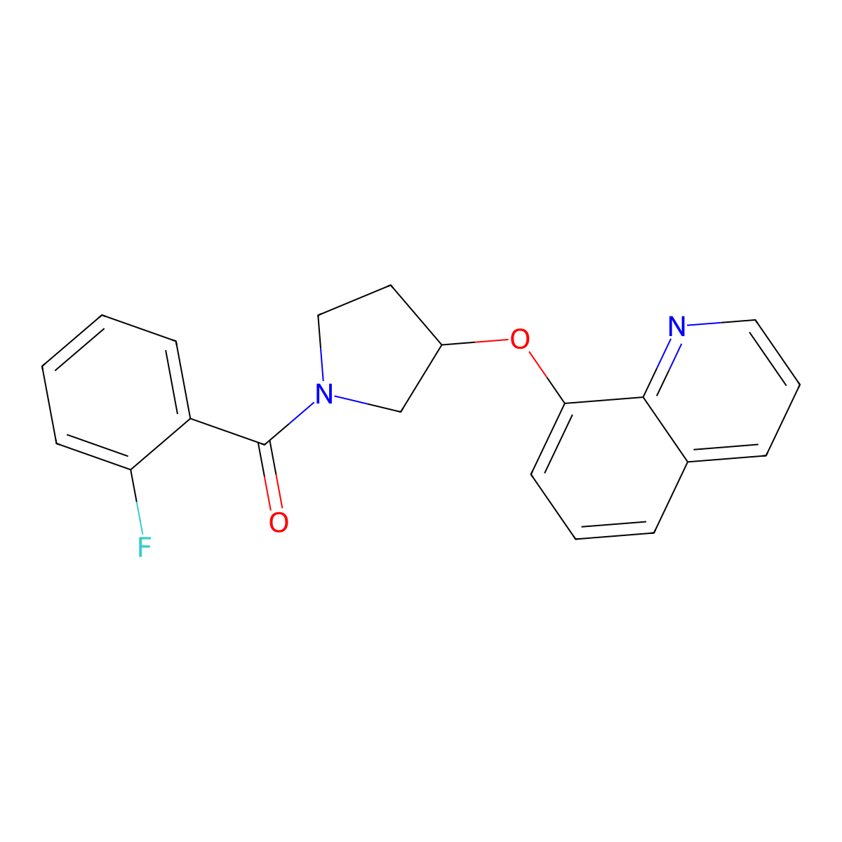 (2-Fluorophenyl)(3-(quinolin-8-yloxy)pyrrolidin-1-yl)methanone molecular structure, CAS 1903337-26-7