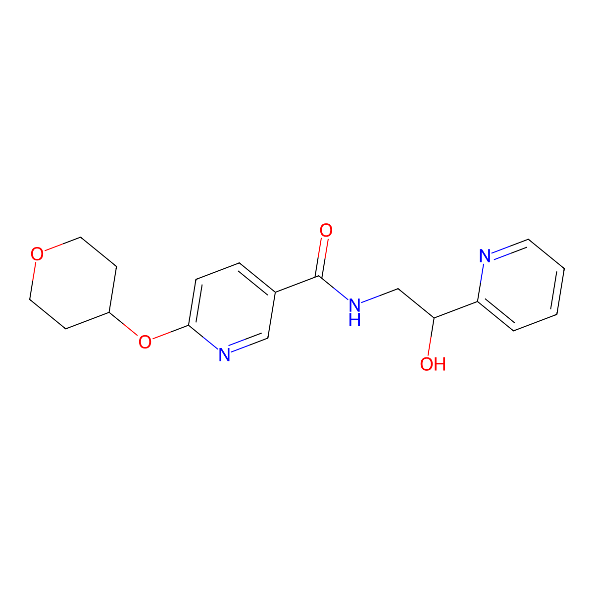 N-(2-hydroxy-2-(pyridin-2-yl)ethyl)-6-((tetrahydro-2H-pyran-4-yl)oxy)nicotinamide molecular structure, CAS 1903337-55-2