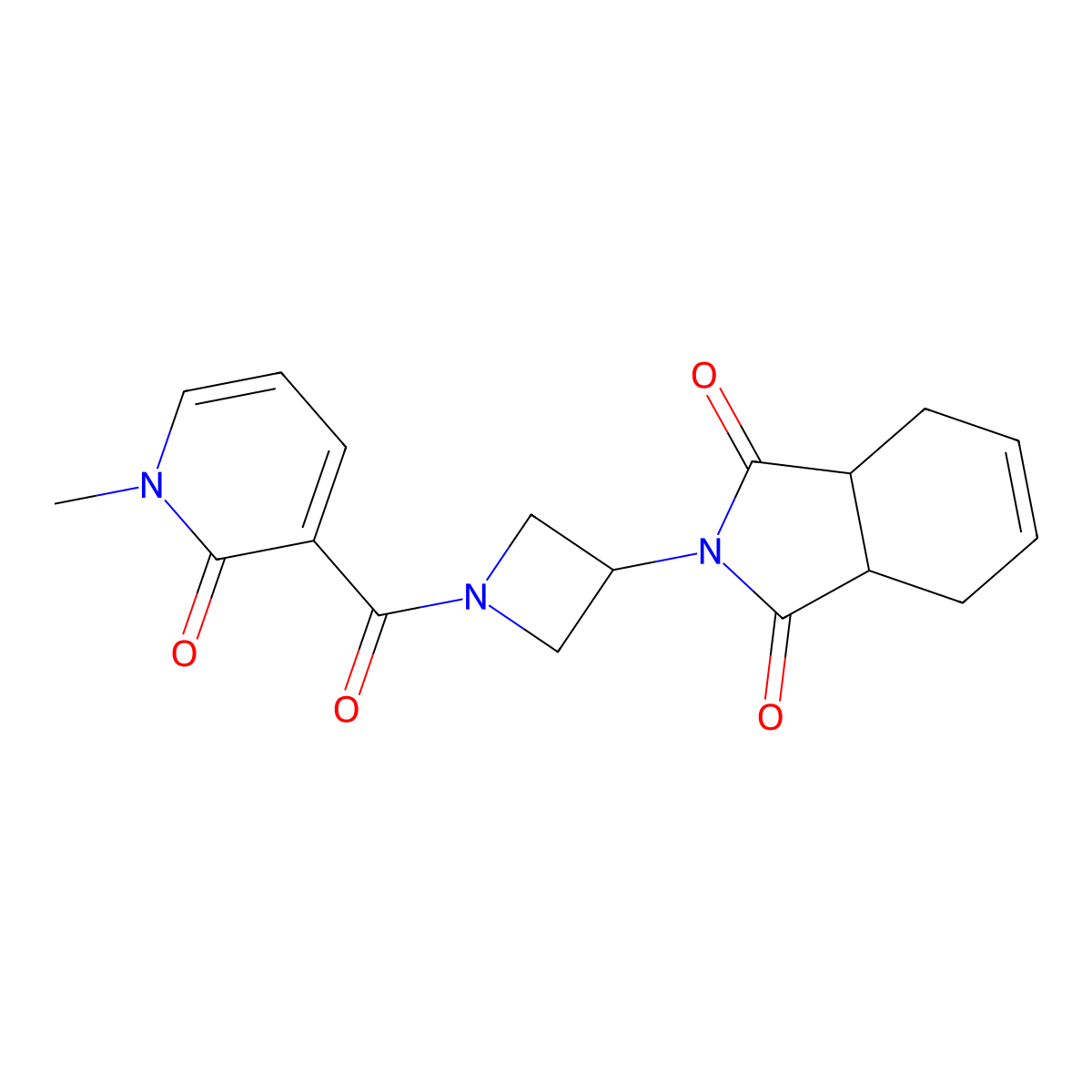 2-(1-(1-methyl-2-oxo-1,2-dihydropyridine-3-carbonyl)azetidin-3-yl)-3a,4,7,7a-tetrahydro-1H-isoindole-1,3(2H)-dione molecular structure, CAS 1903338-34-0