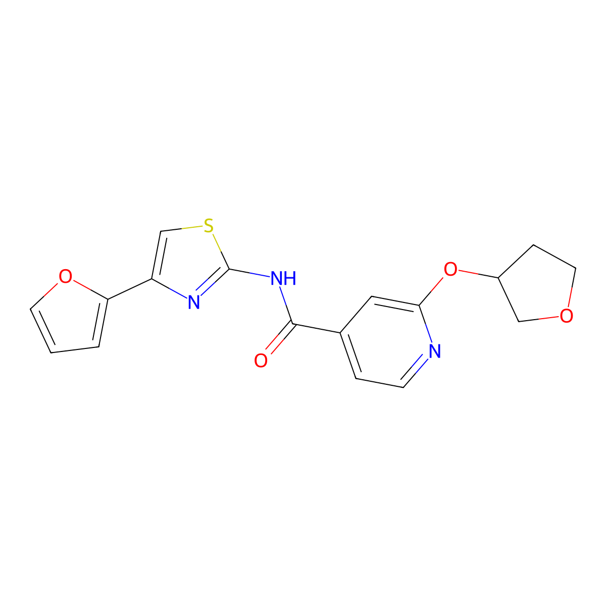 N-(4-(furan-2-yl)thiazol-2-yl)-2-((tetrahydrofuran-3-yl)oxy)isonicotinamide molecular structure, CAS 1903338-59-9