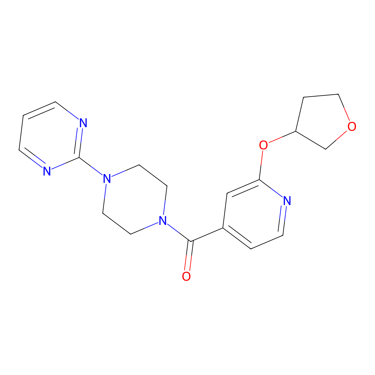 (4-(Pyrimidin-2-yl)piperazin-1-yl)(2-((tetrahydrofuran-3-yl)oxy)pyridin-4-yl)methanone molecular structure, CAS 1903339-02-5