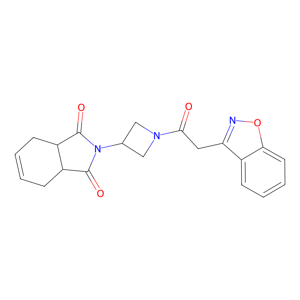 2-(1-(2-(benzo[d]isoxazol-3-yl)acetyl)azetidin-3-yl)-3a,4,7,7a-tetrahydro-1H-isoindole-1,3(2H)-dione molecular structure, CAS 1903339-08-1