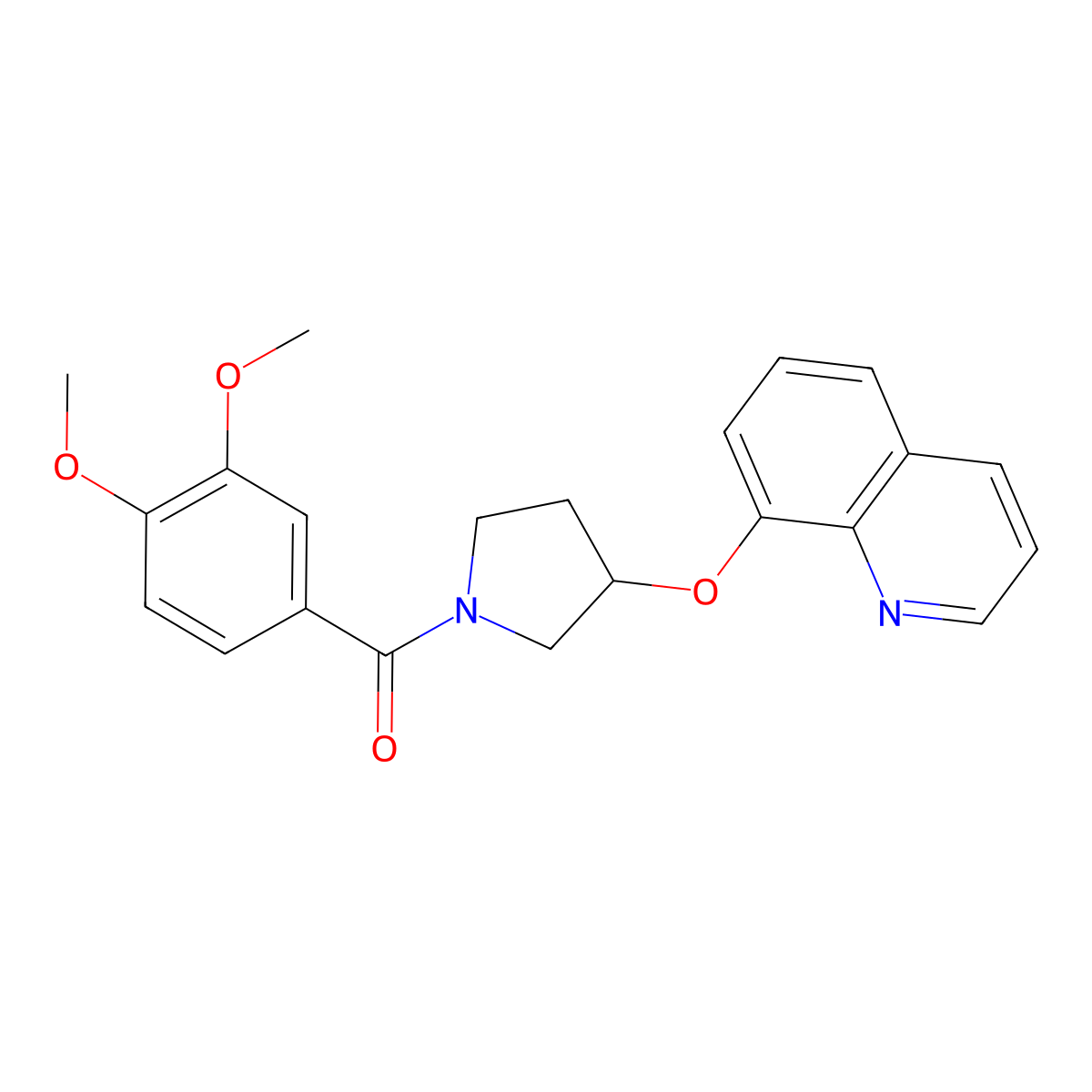 8-{[1-(3,4-Dimethoxybenzoyl)pyrrolidin-3-yl]oxy}quinoline molecular structure, CAS 1903343-86-1