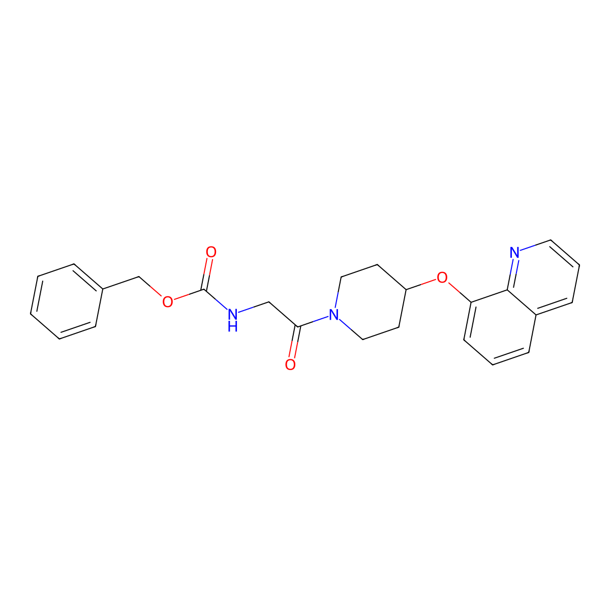 Benzyl (2-oxo-2-(4-(quinolin-8-yloxy)piperidin-1-yl)ethyl)carbamate molecular structure, CAS 1903344-78-4