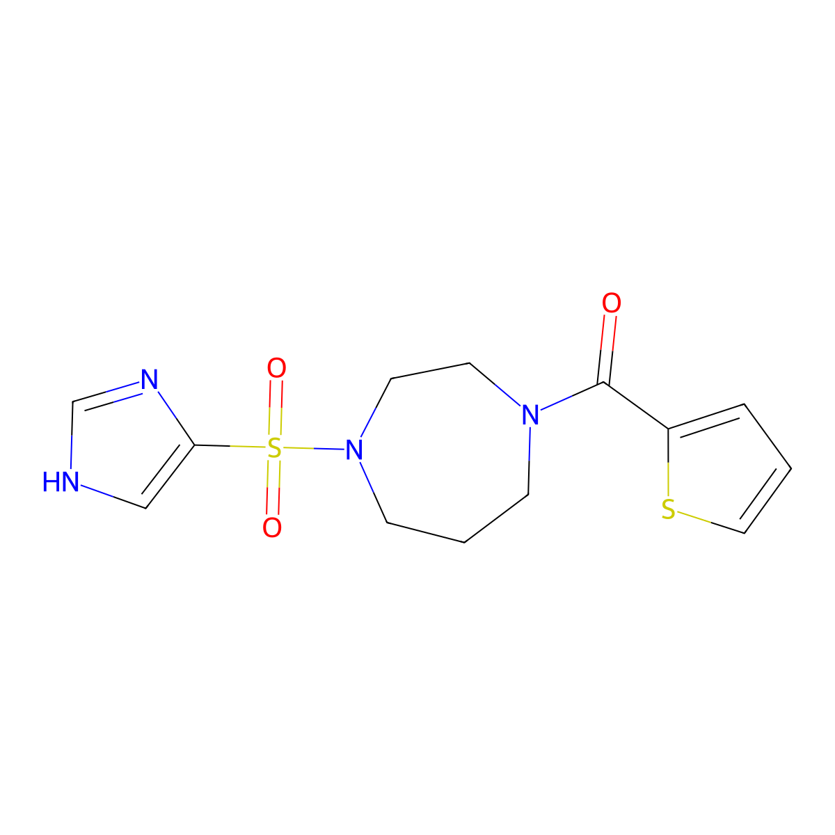 (4-((1H-imidazol-4-yl)sulfonyl)-1,4-diazepan-1-yl)(thiophen-2-yl)methanone molecular structure, CAS 1903344-83-1