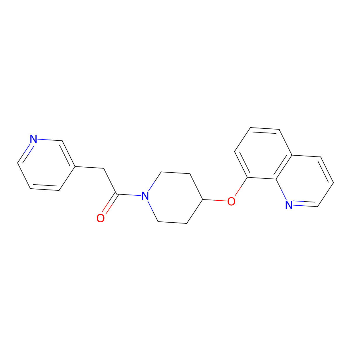 2-(Pyridin-3-yl)-1-(4-(quinolin-8-yloxy)piperidin-1-yl)ethanone molecular structure, CAS 1903344-86-4