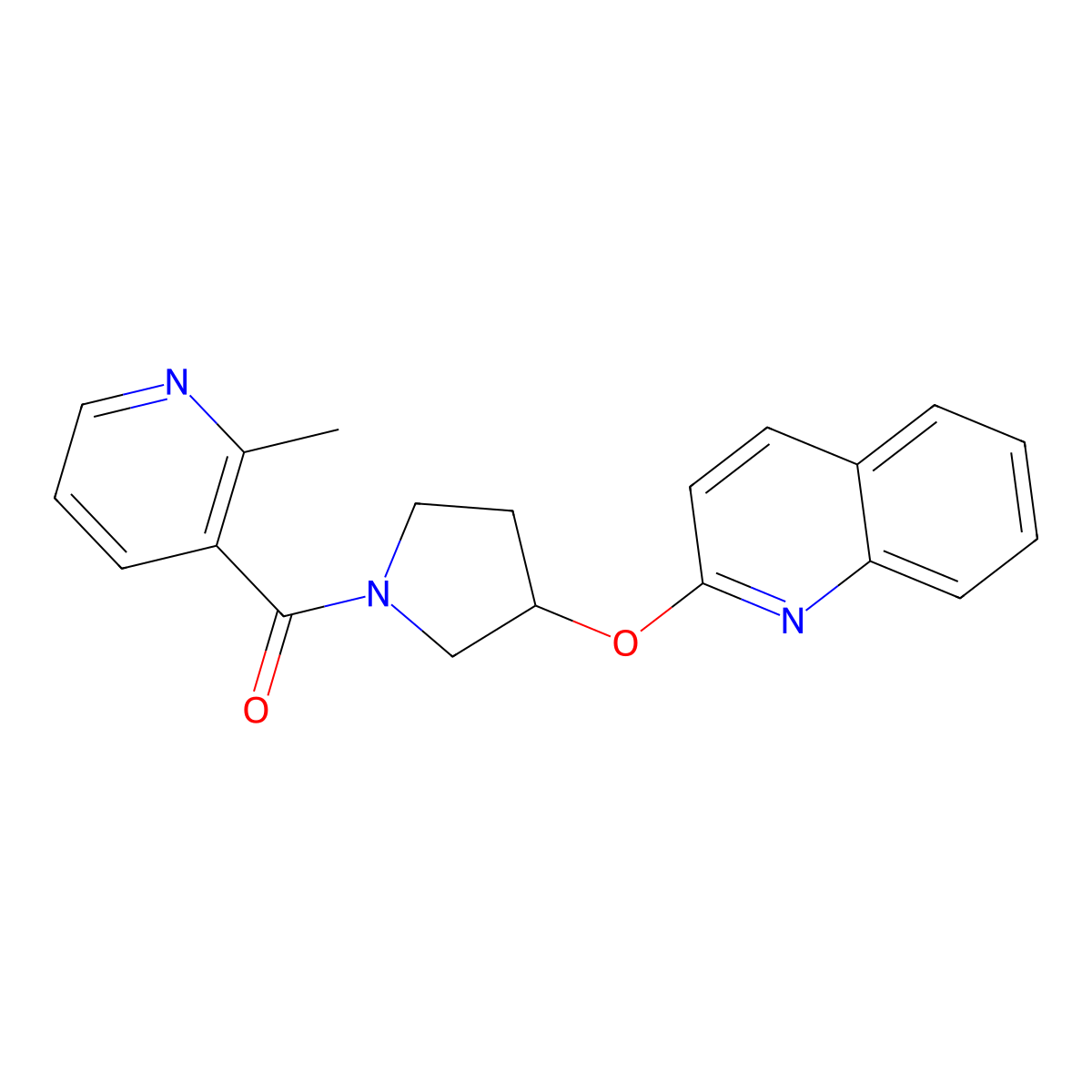 (2-Methylpyridin-3-yl)(3-(quinolin-2-yloxy)pyrrolidin-1-yl)methanone molecular structure, CAS 1903347-43-2