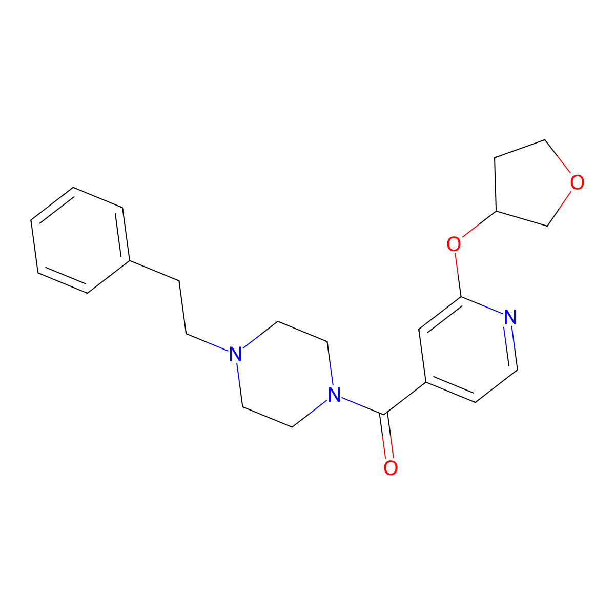 (4-Phenethylpiperazin-1-yl)(2-((tetrahydrofuran-3-yl)oxy)pyridin-4-yl)methanone molecular structure, CAS 1903347-90-9